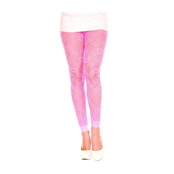 Legging fin dentelle rose 